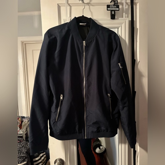 Jack & Jones Navy Blue Bomber Jacket Top Men’s Size Medium Large - NEW - Picture 4 of 4